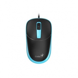 Egér, vezetékes, optikai, normál méret, USB, GENIUS "DX-123", fekete-kék